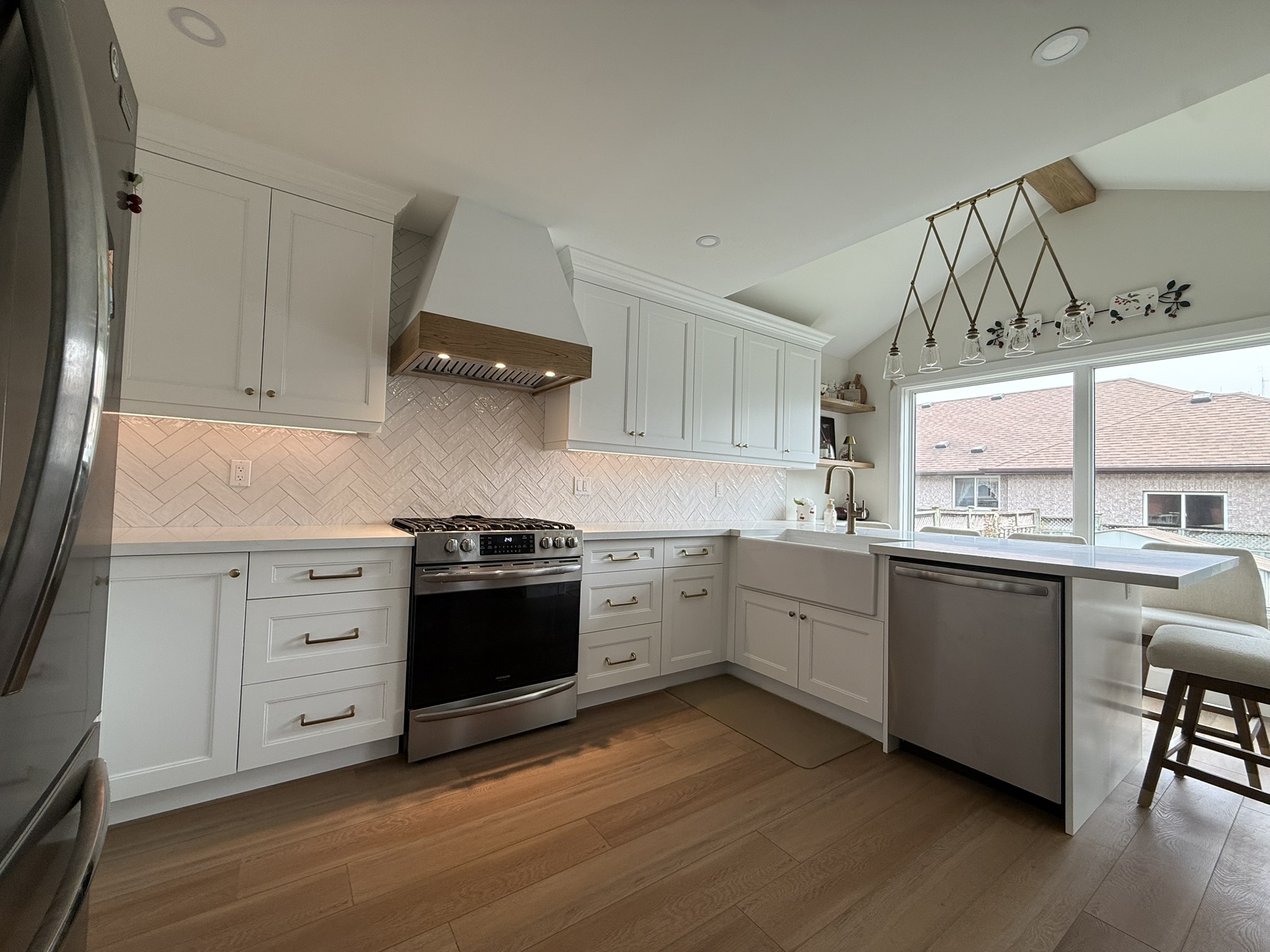 Wide view of the completed Bailey kitchen and widened entrance