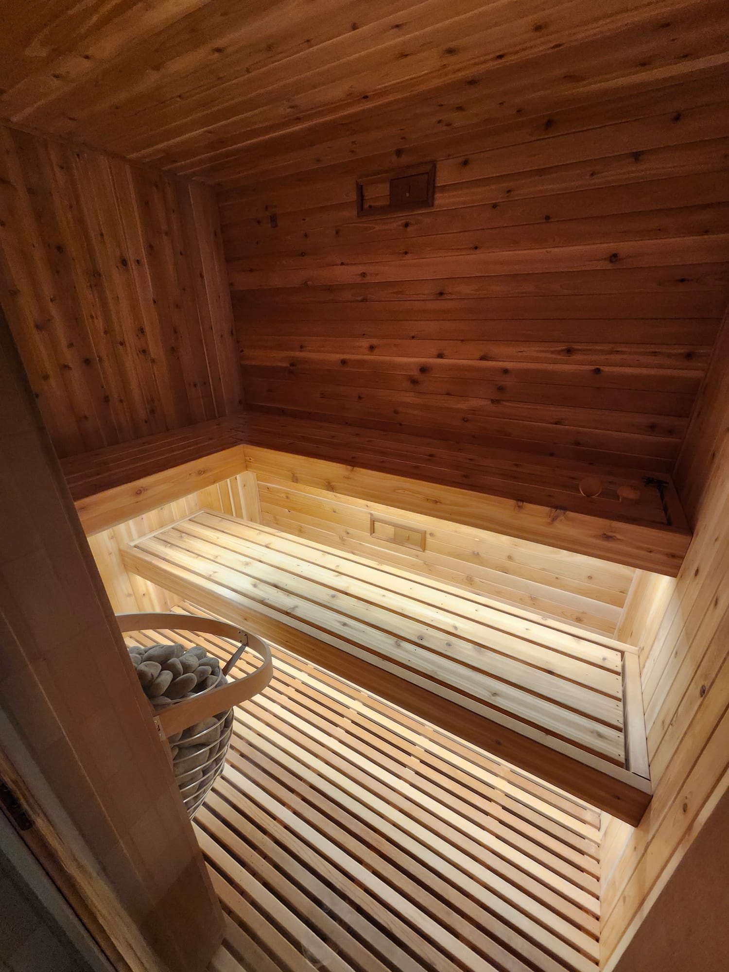 Completed custom cedar sauna in the George basement
