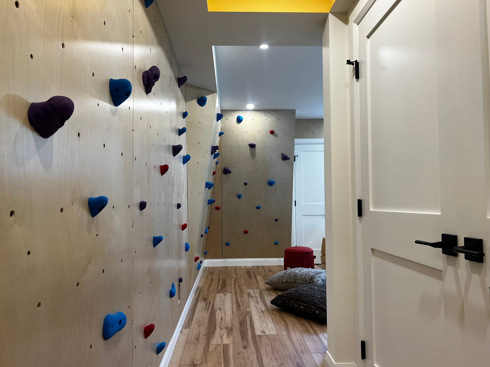 Custom climbing wall and family recreation space
