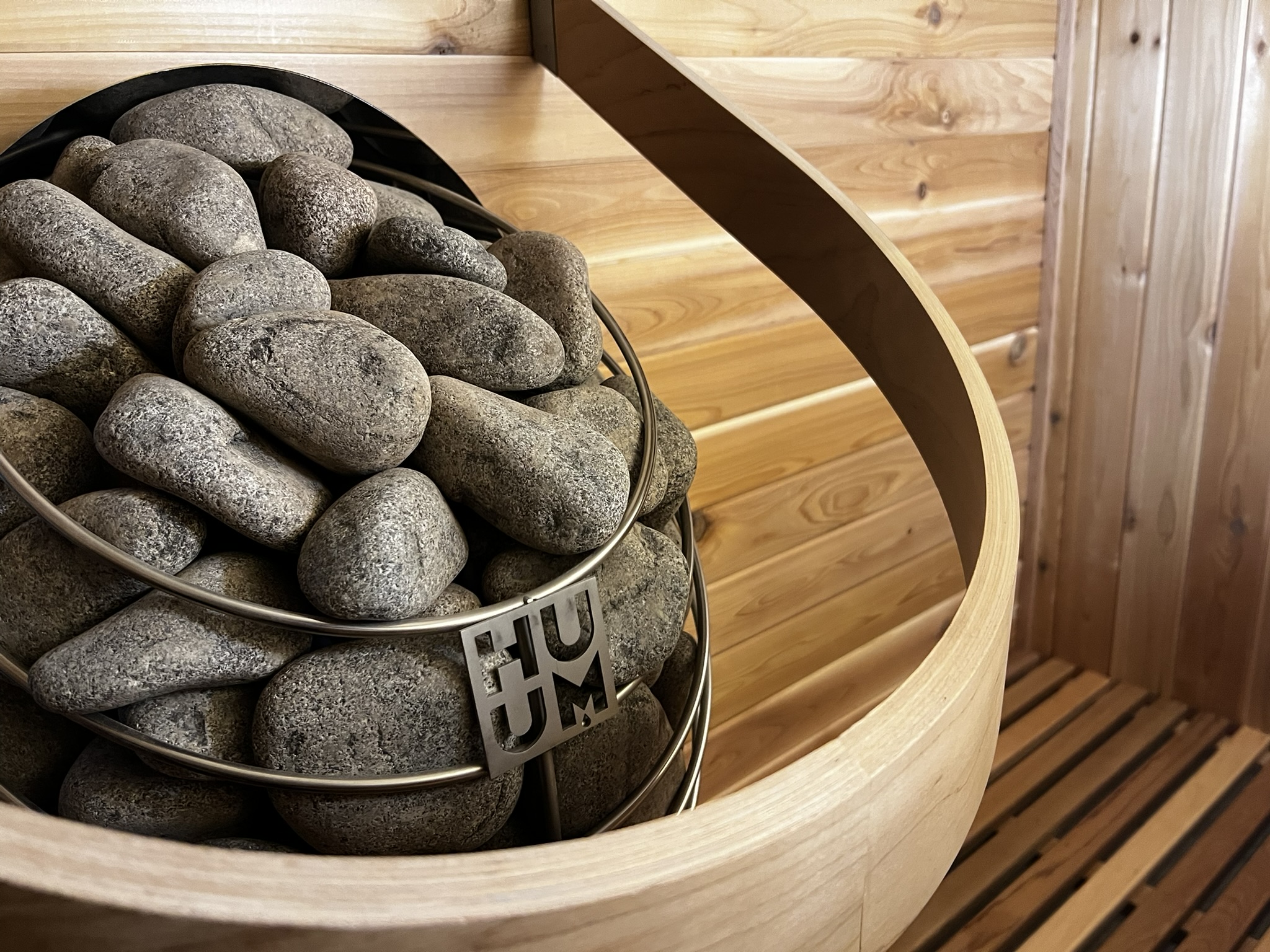 Close-up of the HUUM sauna heater