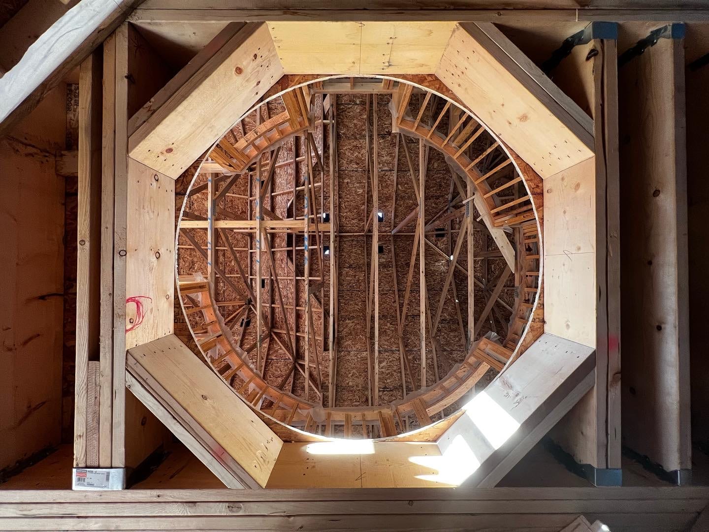 Complex circular opening framed during construction