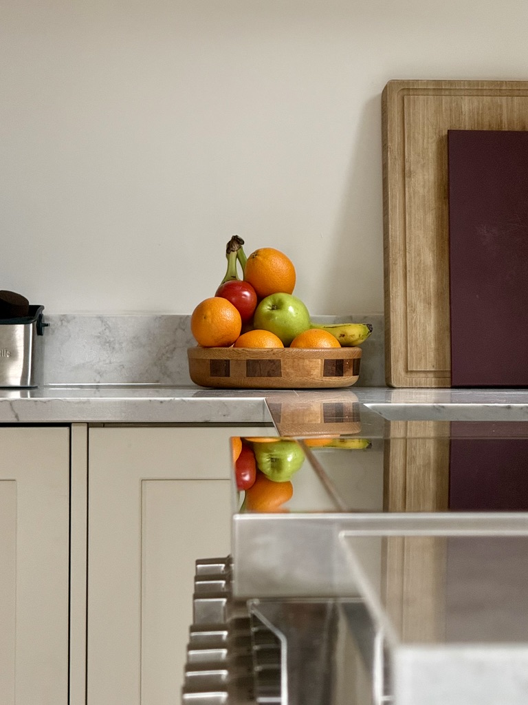 Solid-wood cabinetry and countertop detail