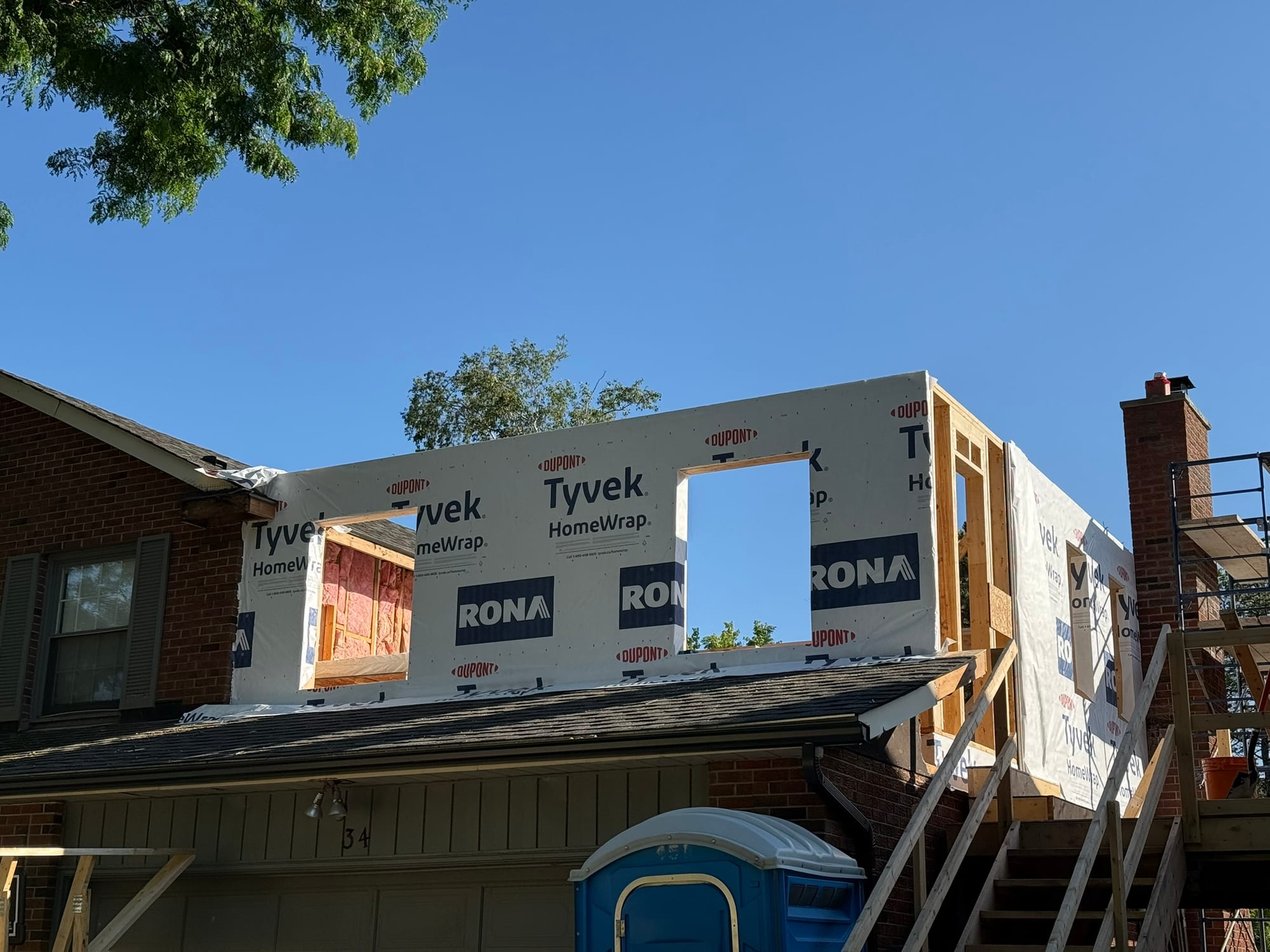 Building-envelope work on the Shadybrook addition