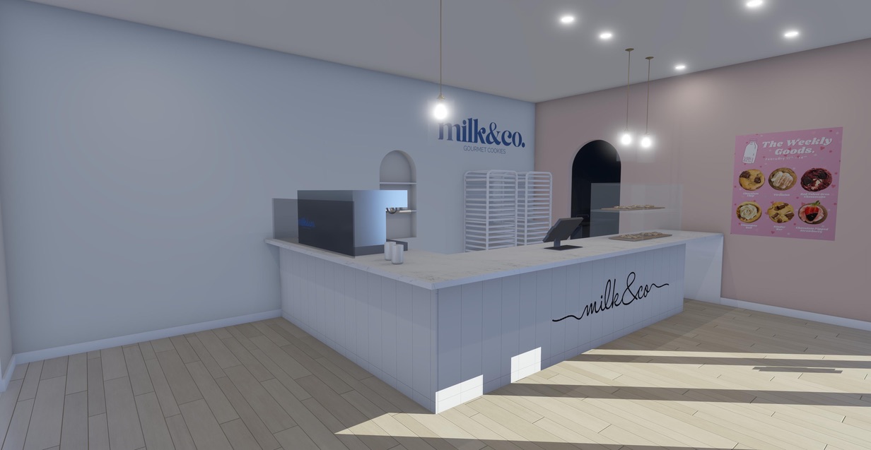 Early concept rendering for the Milk and Co. storefront